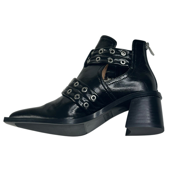 Steve Madden Grazia Pointed Toe Moto Bootie Black Leather Womens 7.5M New $150 - Picture 5 of 12